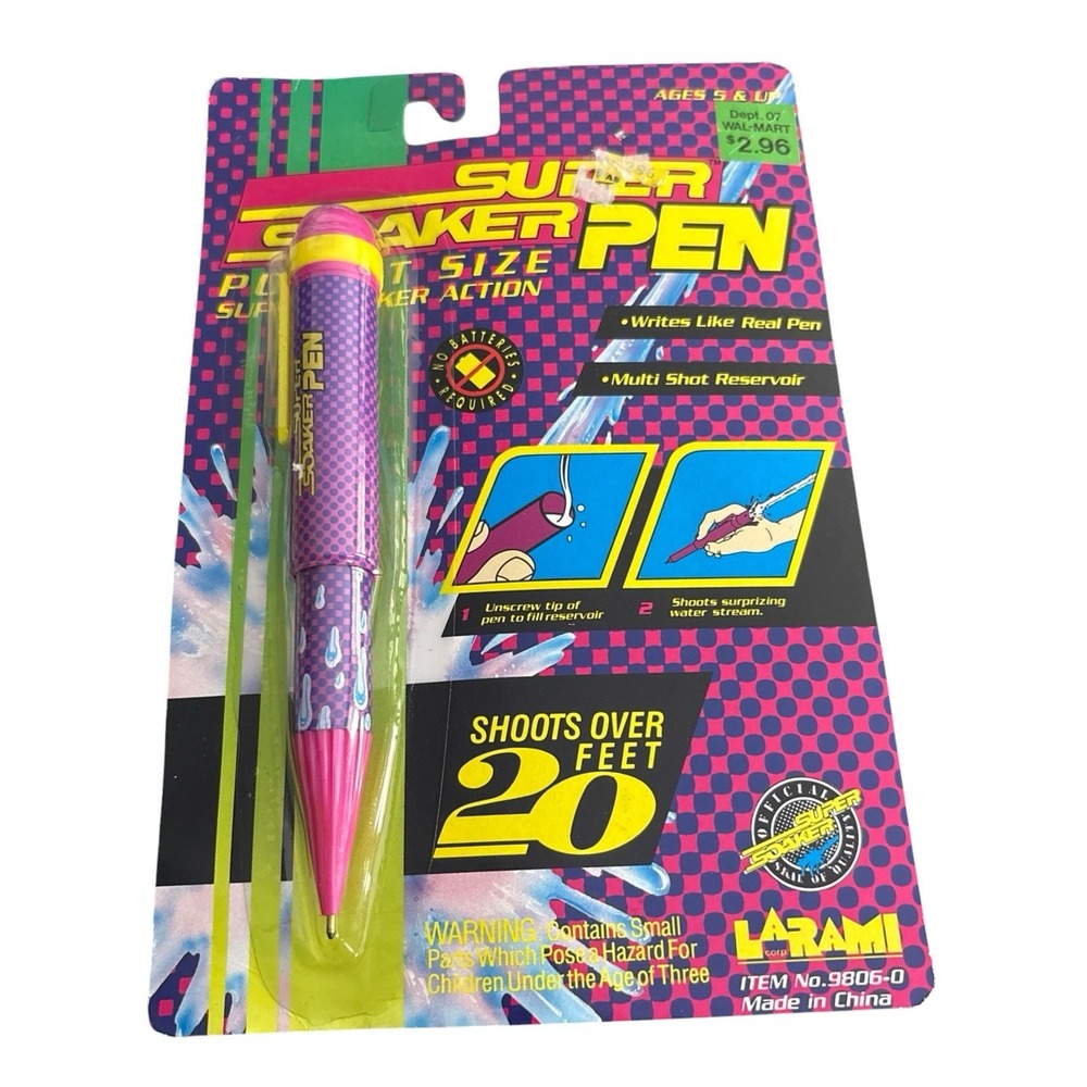 New Vintage Larami Super Soaker Pocket Size Pen Action 1993 Old Stock HTF